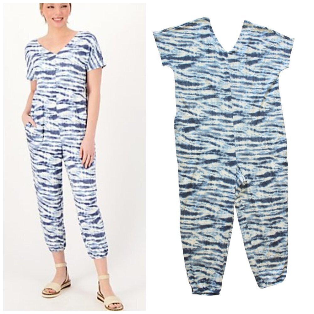 Any Body Tie dye Baggy Jumpsuit & Rompers Size Large Cozy Pull On Cotton Pockets